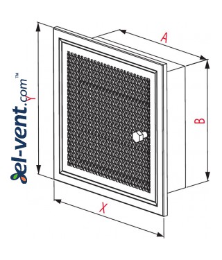 Fireplace grate MK5B 366x166 mm with shutter - drawing