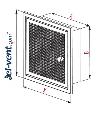 Židinio grotelės MK2B 166x166 mm - brėžinys Židinio grotelės MK2B 166x166 mm - brėžinys