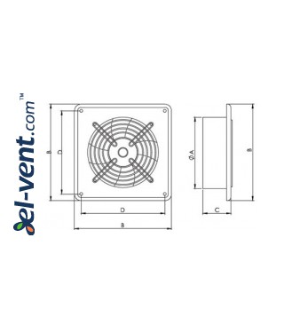 Ašiniai ventiliatoriai Axia ROK ≤20695 m³/h - brėžinys