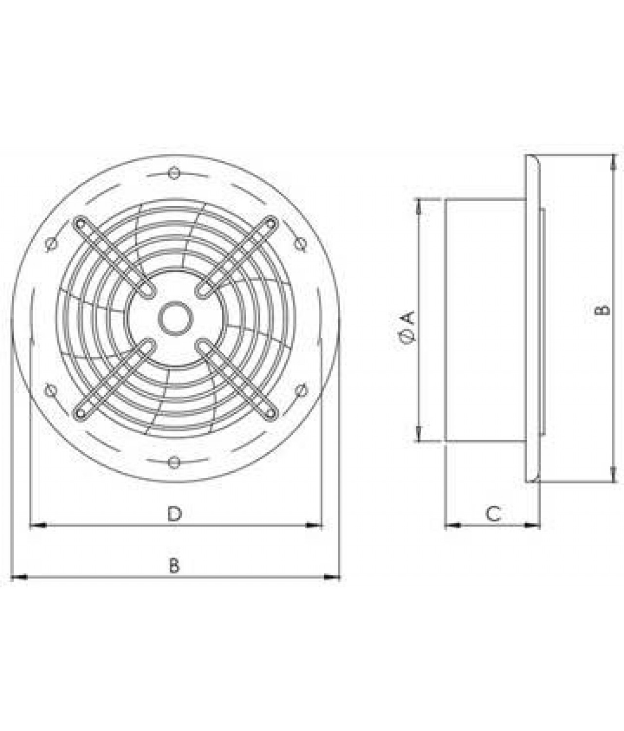 Ašiniai ventiliatoriai Axia ROS ≤20695 m³/h - brėžinys