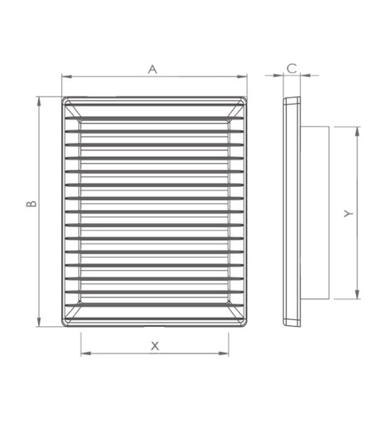 Vent cover OBLONG GRAPHITE 140x210 mm, 02-343 - drawing