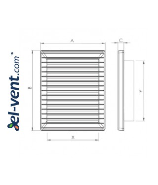 Vent cover OBLONG GRAPHITE 140x210 mm, 02-343 - drawing