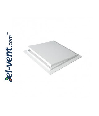 FEROX® TOP LINE – standartinių matmenų revizinės durelės iš ABS plastiko, skirtos 12.5 mm gipso kartono sienoms ir luboms - atidarytos