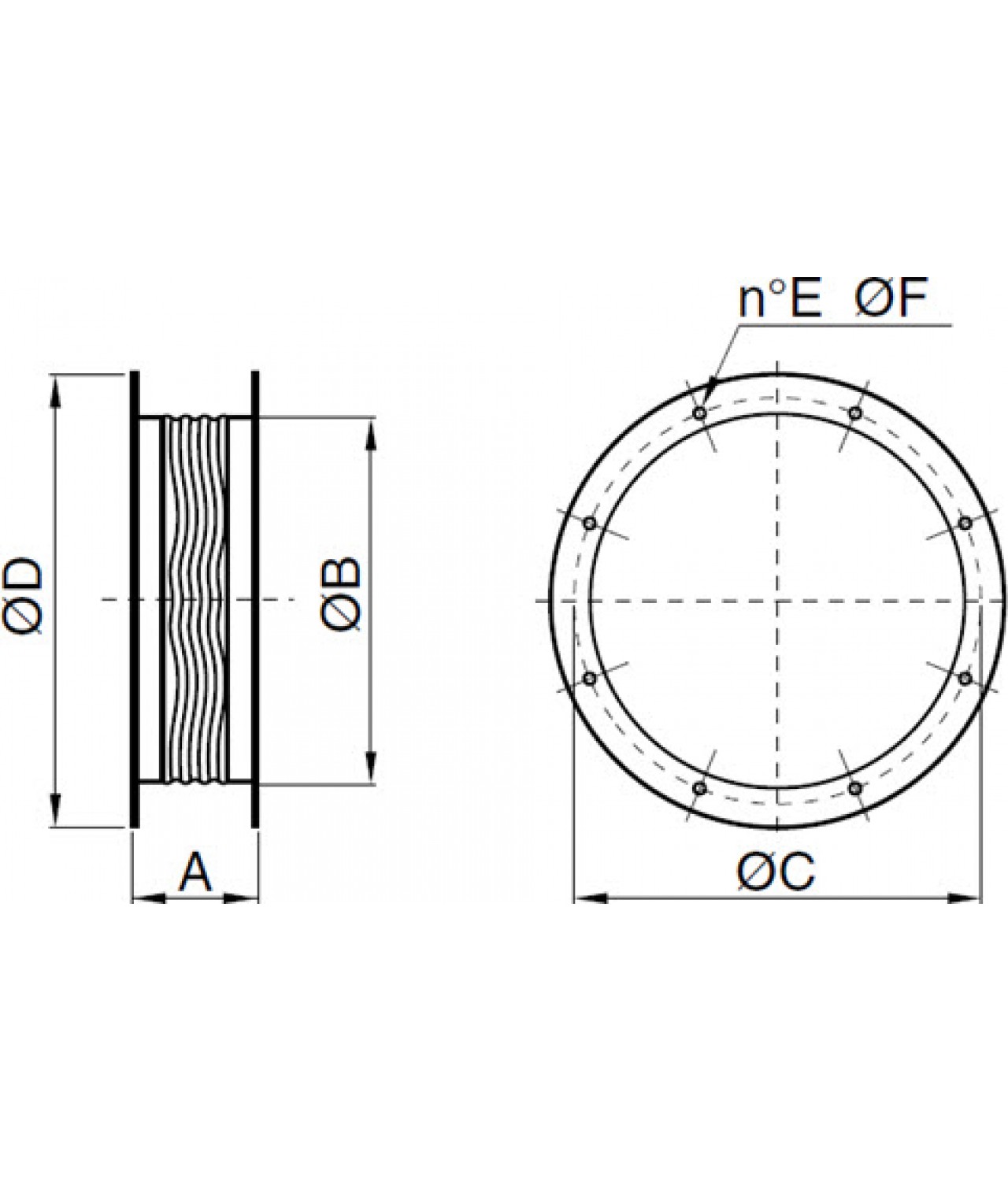 CCga - flexible anti-vibration connector, ordered separately