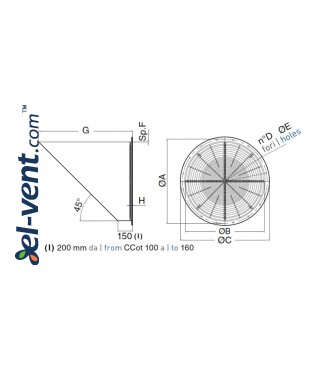 CCot - air exhaust grille with precipitation protection, ordered separately