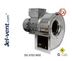 Low capacity and high pressure explosion-proof centrifugal fans with stainless steel casing and forward curved impeller designed for operation in explosive gas environments DIC ATEX INOX GAS ≤2400 m³/h