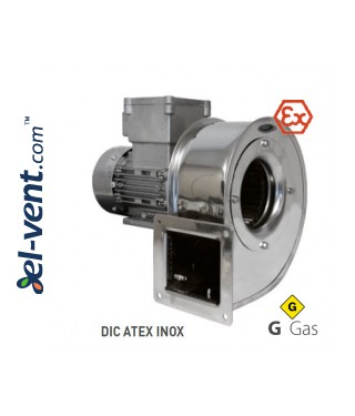 Low capacity and high pressure explosion-proof centrifugal fans with stainless steel casing and forward curved impeller designed for operation in explosive gas environments DIC ATEX INOX GAS ≤2400 m³/h