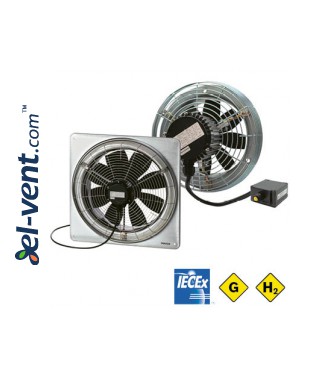 DZQ Ex e GAS and H₂ - axial explosion proof fans with square wall mounting plate for explosive dust atmospheres ≤9450 m³/h
