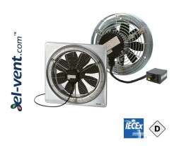 DZQ Ex t DUST - ašiniai sprogimui saugūs ventiliatoriai su kvadratiniu sieniniu rėmu, skirti sprogioms dulkėtoms aplinkoms ≤9450 m³/h