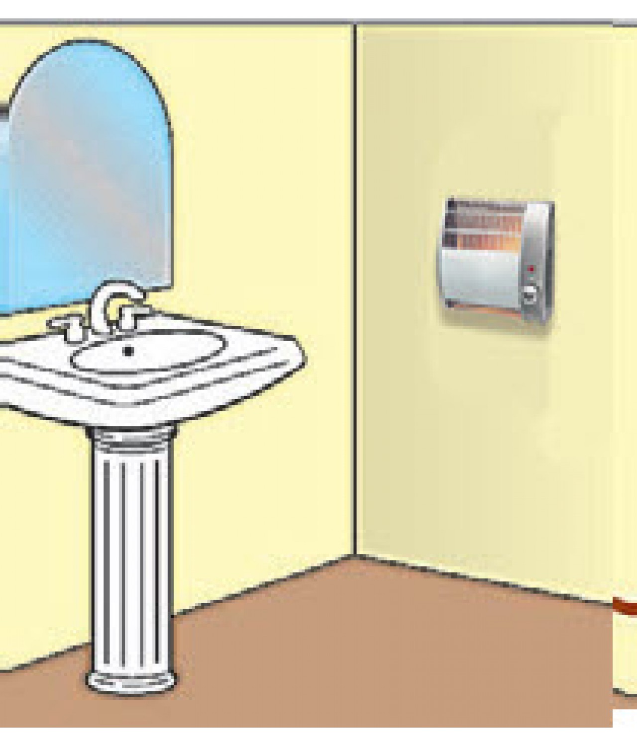 Example of installation of electric space heater CALDO 500 in a bathroom