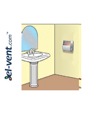 Example of installation of electric space heater CALDO 500 in a bathroom