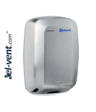 Hand dryer ECOFLOW X - hood in shiny AISI 304 stainless steel