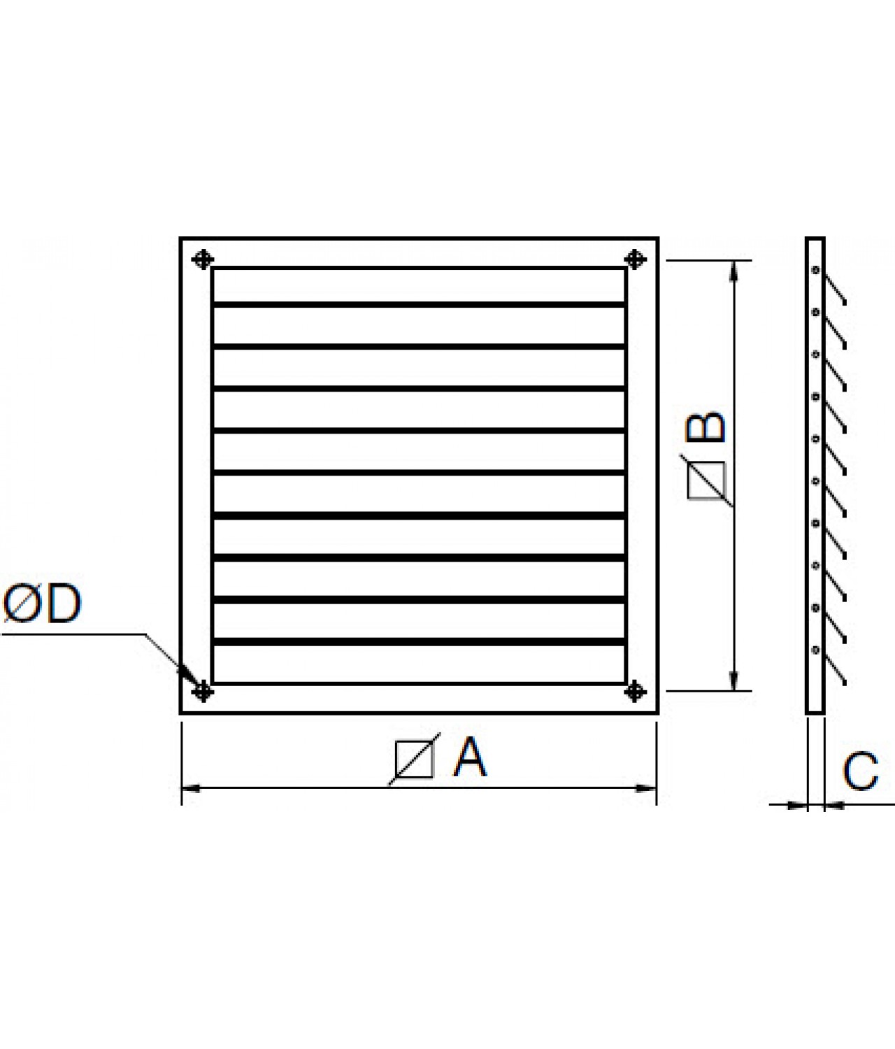 S gravity shutter, ordered separately