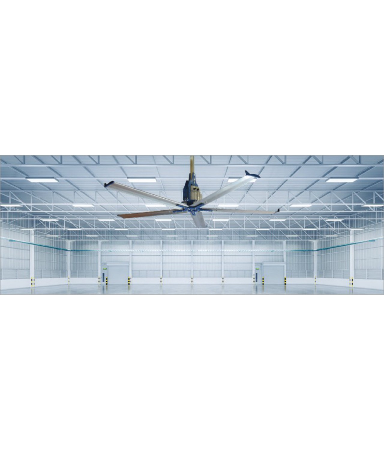 SUPER POLAR HVLS ceiling fan in the warehouse