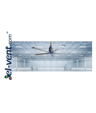 SUPER POLAR HVLS ceiling fan in the warehouse