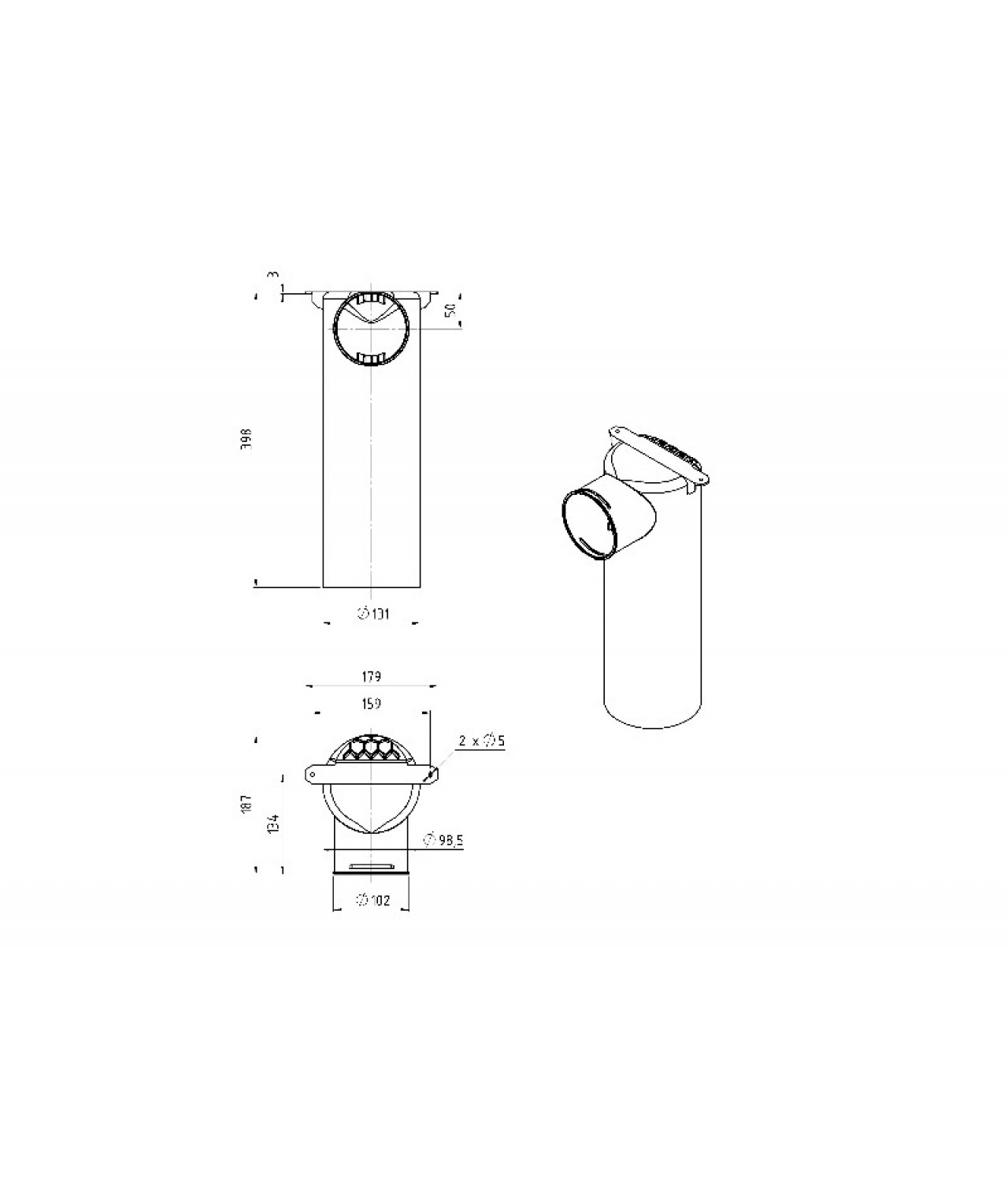 Antibacterial air distribution box ANTI-B-VCP125-1x90 - drawing