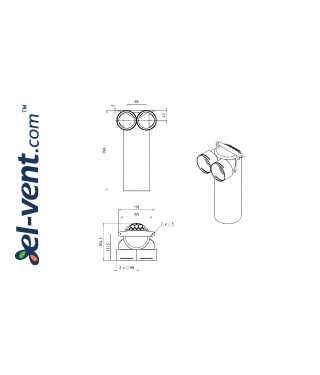 Antibakterinė difuzoriaus dėžutė ANTI-B-VCP125-2x90 - brėžinys