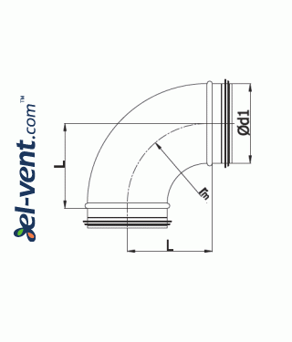 Elbow EAG080/90, Ø80 mm, 90° - drawing Elbow EAG080/90, Ø80 mm, 90° - drawing