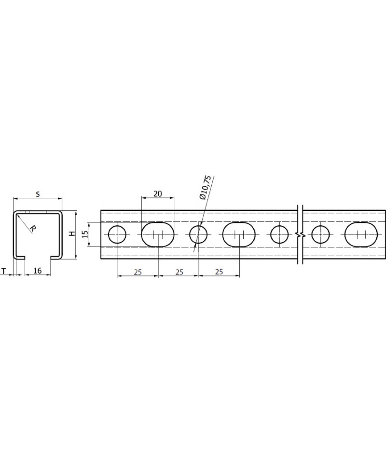 C mounting profile for ductwork CP30X30/1.5/2.5 - drawing