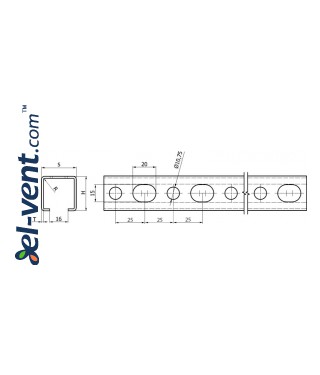 C mounting profile for ductwork CP30X30/1.5/2.5 - drawing