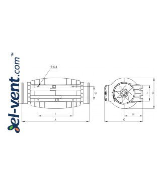 Ultra-quiet circular duct fan TD-1000/200 Silent ECOWATT, Ø200 mm - drawing Ultra-quiet circular duct fan TD-1000/200 Silent ECOWATT, Ø200 mm - drawing