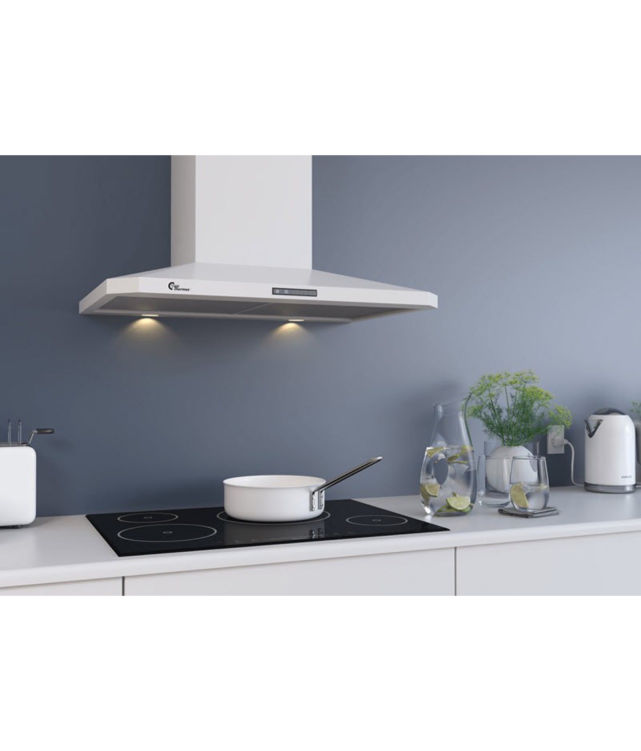 Wall mounted cooker hoods Decor 787 white 900 mm - installed