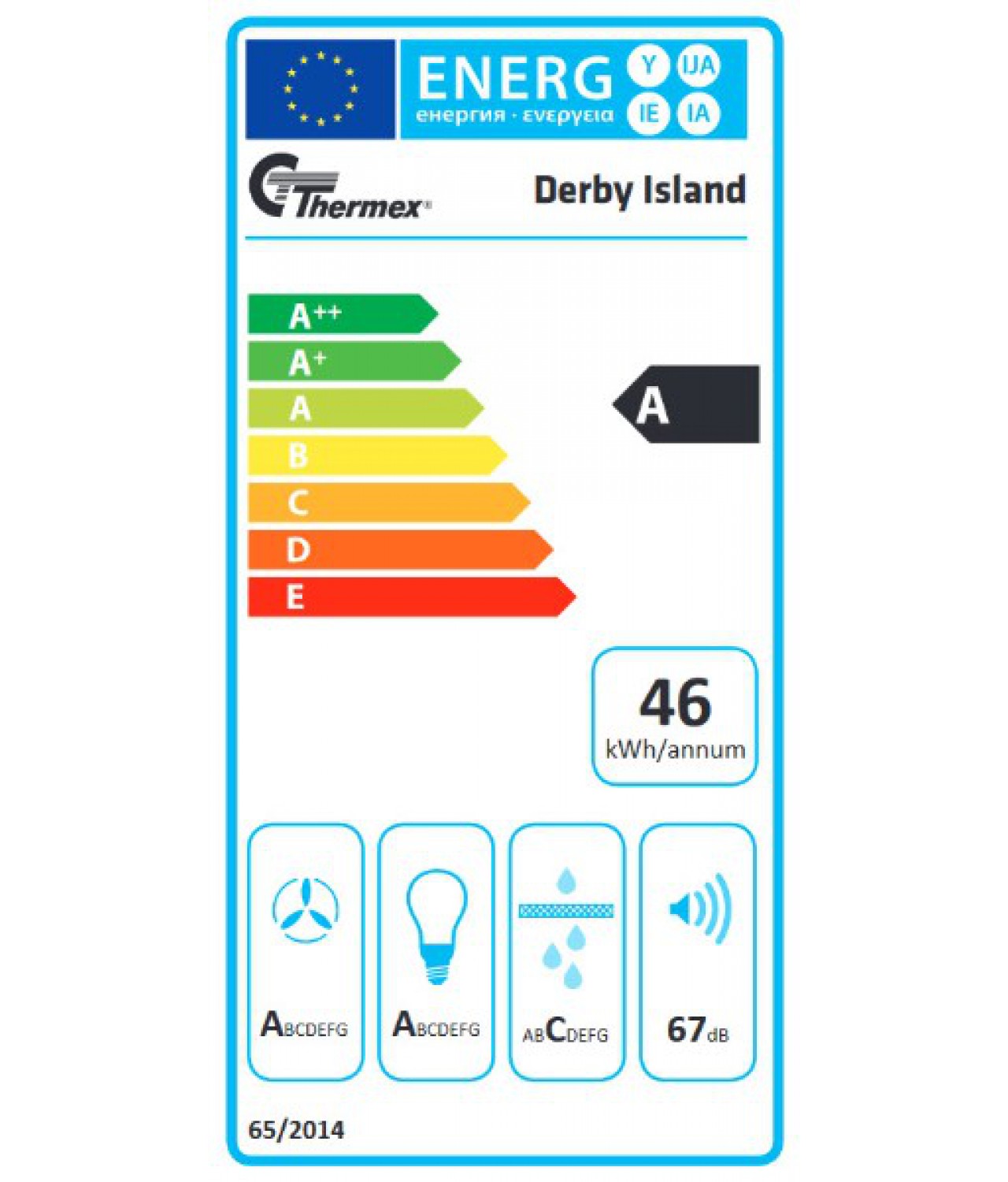 Erdvinis salos gartraukis Derby island 900 stainless steel-glass - energetinė klasė