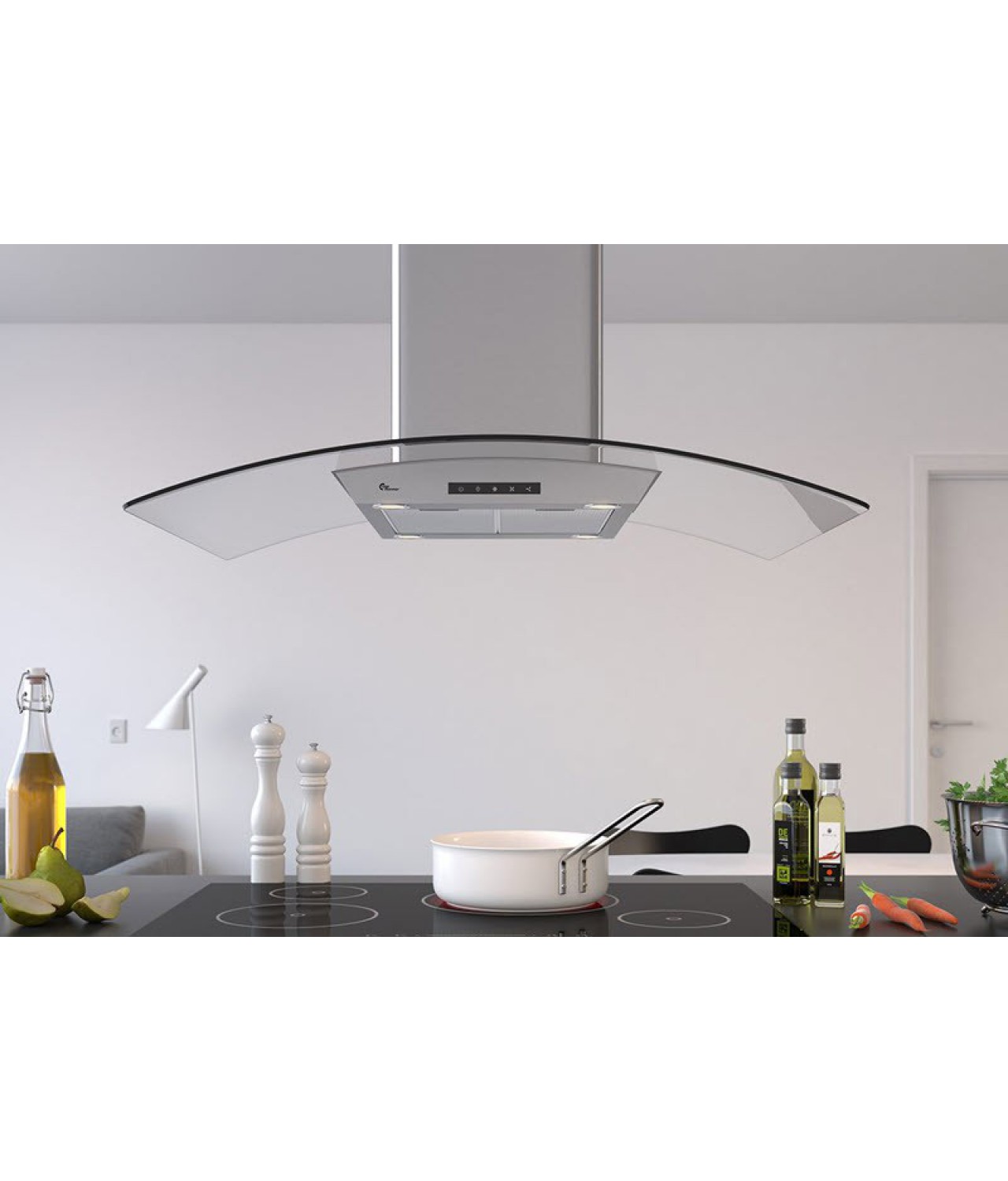 Island cooker hood Derby island 900 stainless steel-glass - installed