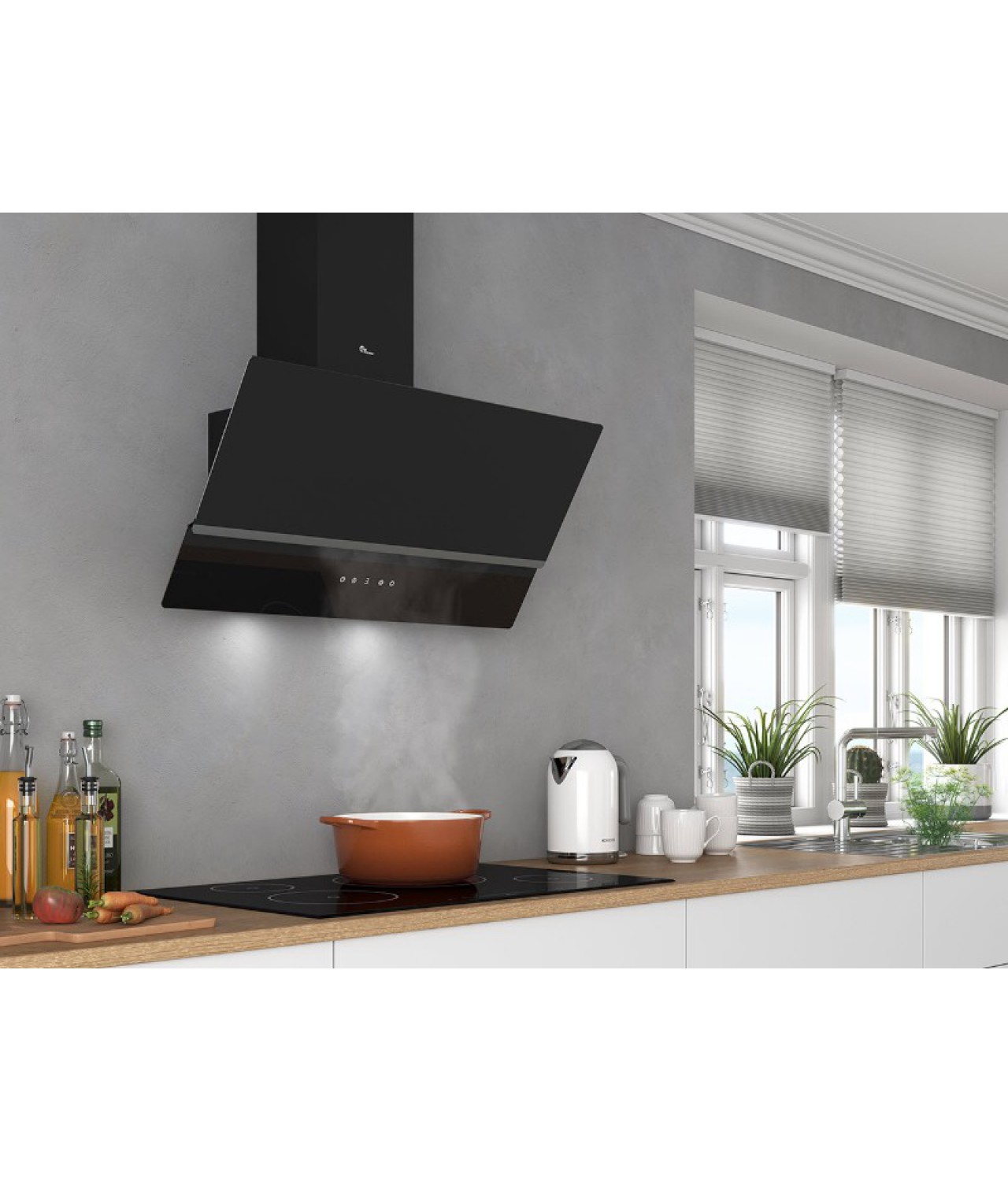 Wall mounted cooker hoods Glasgow 800 black glass-steel