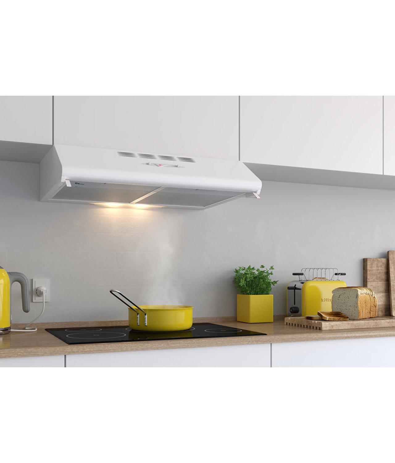 Cabinet integrated cooker hood Manchester Standard white - installed