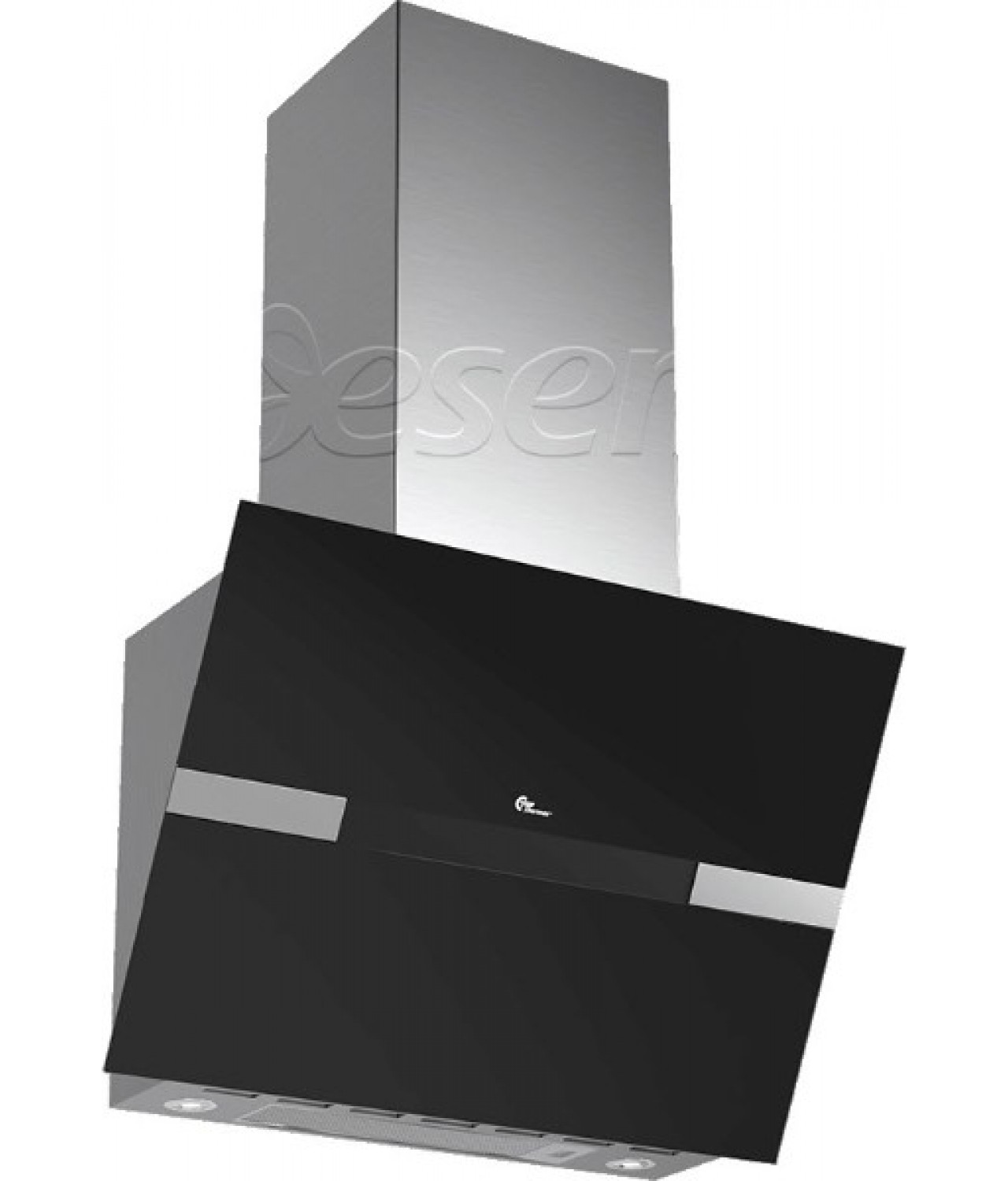 Wall mounted cooker hoods Mini Preston 600 II black glass-stainless steel without motor