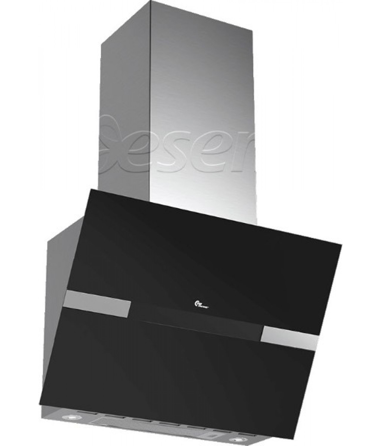 Wall mounted cooker hoods Mini Preston 600 II black glass-stainless steel