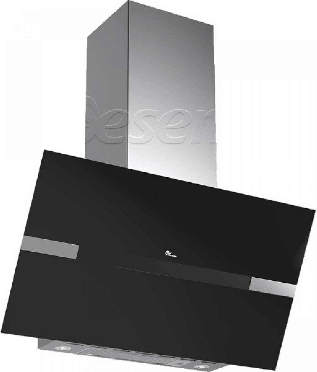 Wall mounted cooker hoods Mini Preston 800 II black glass-stainless steel without motor