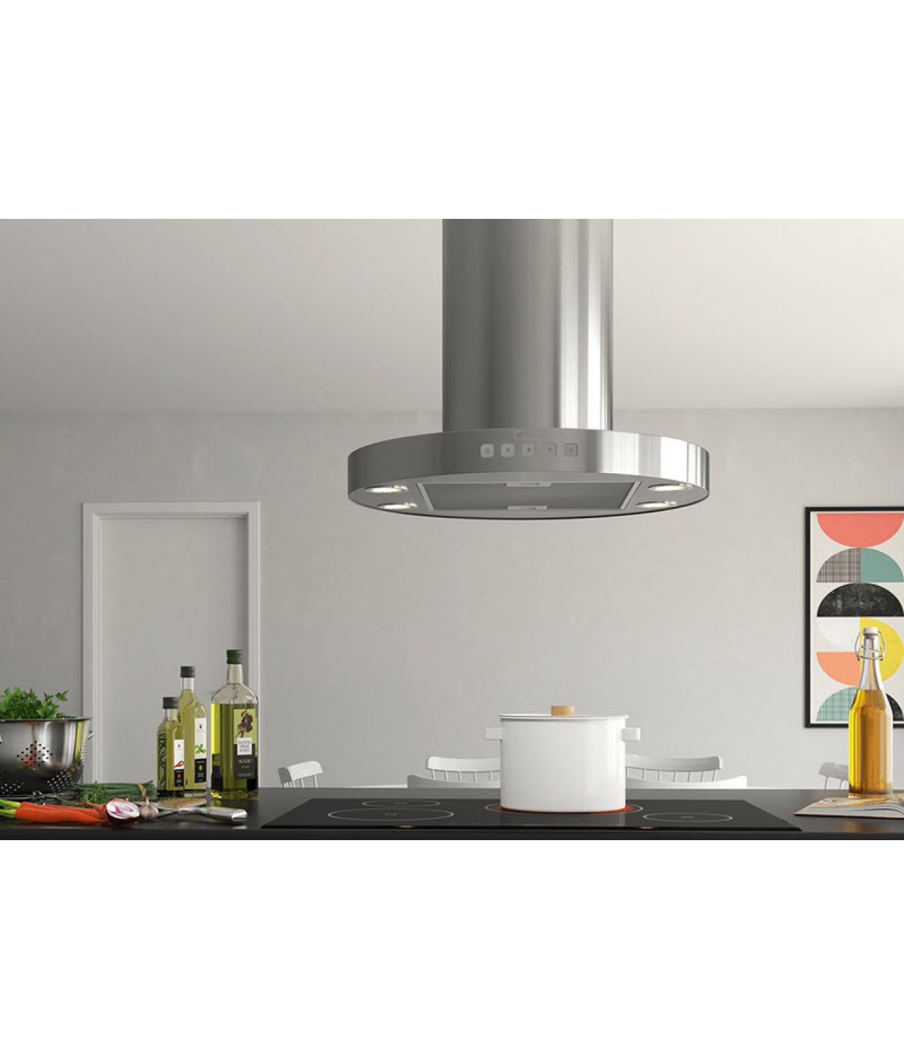 Island cooker hood Oxford 600 stainless steel - installed