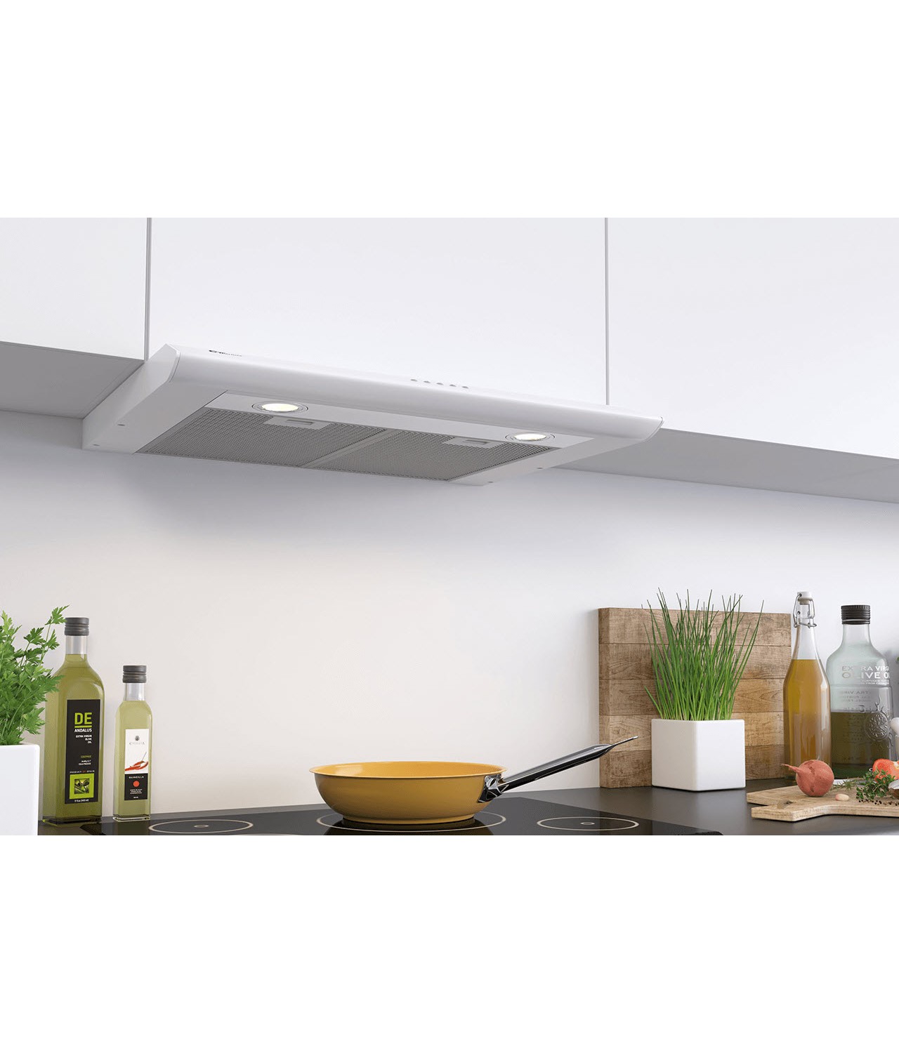Cabinet integrated cooker hood Super Silent 600 white - installed