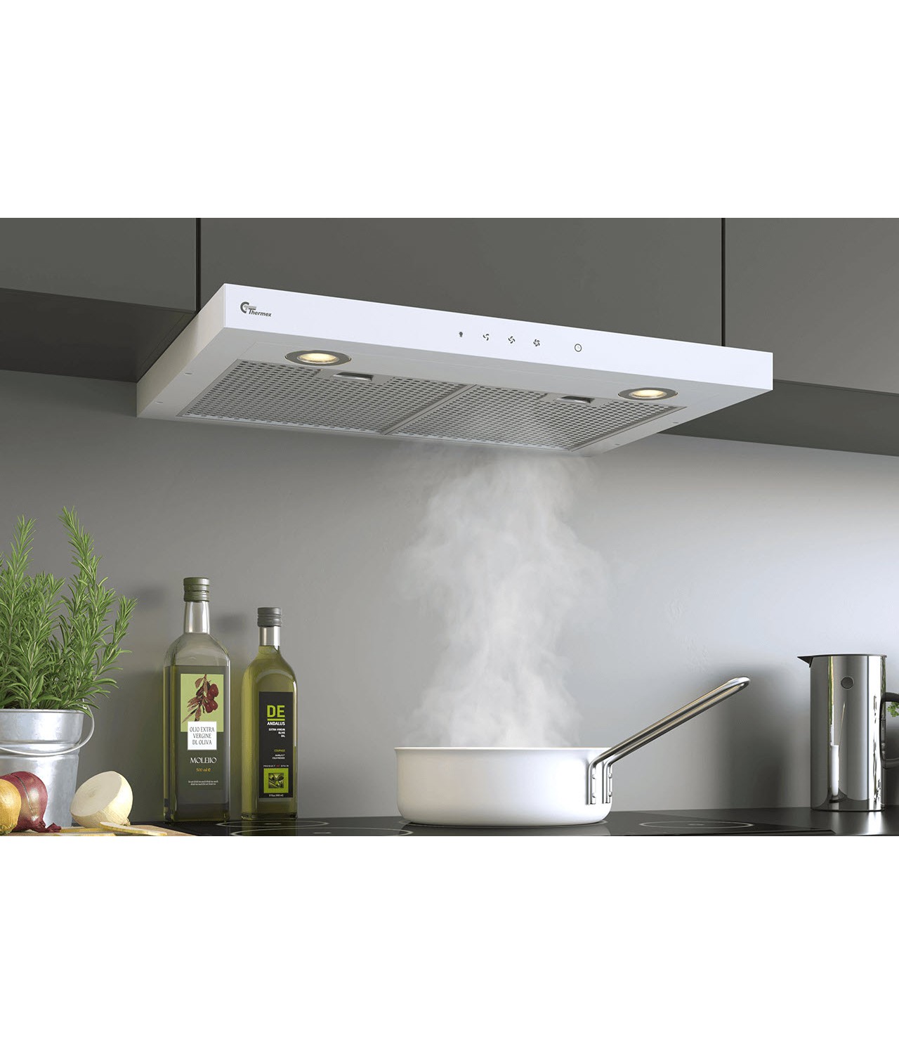 Cabinet integrated cooker hood Super Silent GT 600 white - installed