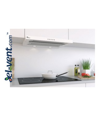 Cabinet integrated retractable cooker hood Super Silent Slider 600 white - installed