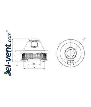 Roof fans for hot air HEAT ≤1965 m³/h - drawing