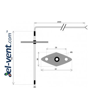 Duct temperature sensor TSD/NTC10K/2 (-40...+60 °C) with 2 m cable - drawing