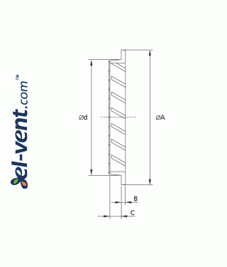 Aluminum ventilation grille AG160, Ø160 mm - drawing Aluminum ventilation grille AG160, Ø160 mm - drawing