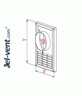 Ventilation grille GRT80A, 165x235 mm, Ø125 mm - drawing Ventilation grille GRT80A, 165x235 mm, Ø125 mm - drawing