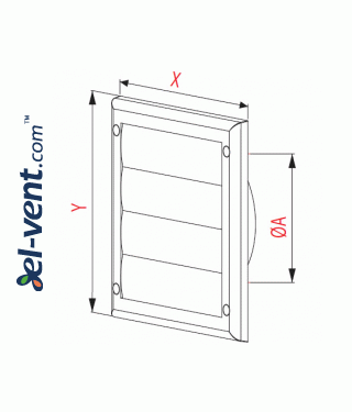 Gravity louvers GRTN3, 190x190 mm, Ø100 mm - drawing Gravity louvers GRTN3, 190x190 mm, Ø100 mm - drawing