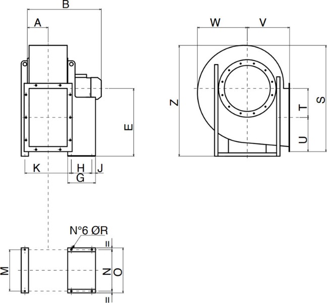 PR-L ATEX – arrangement 4 dimensional drawing, sizes 560–1400